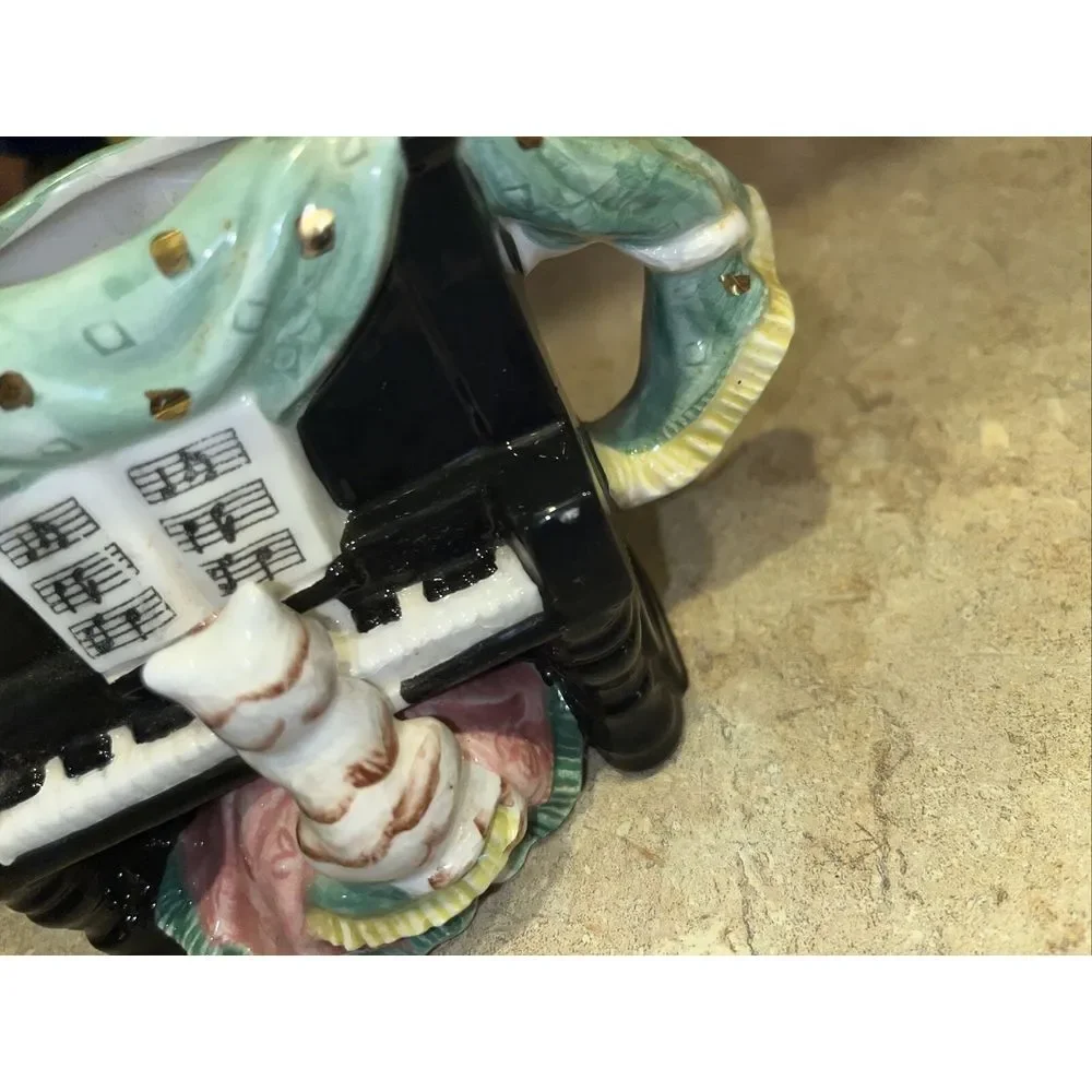 Karen Hahn Enesco Taiwan Vintage Cats On Piano Planter‎ Ceramic 1994